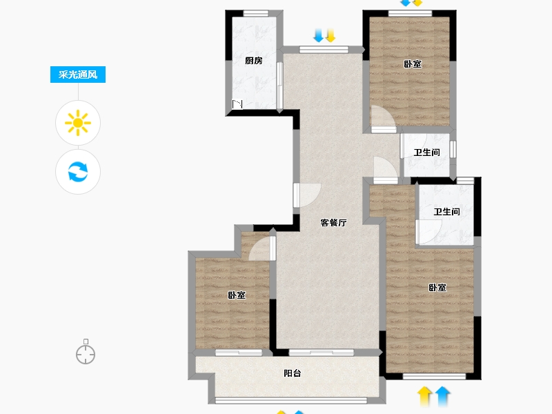 湖北省-武汉市-华发中城中央公园-104.00-户型库-采光通风