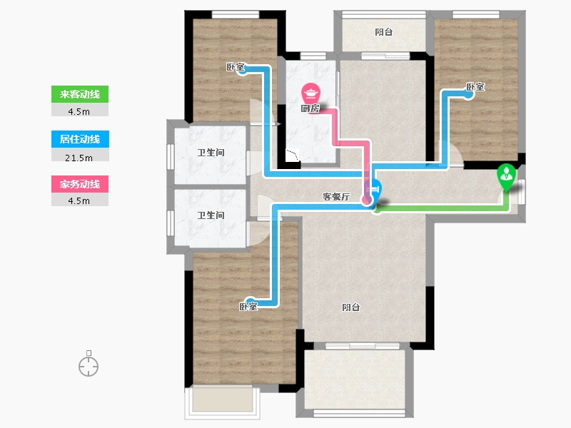 湖北省-武汉市-汉北怡景园-95.39-户型库-动静线