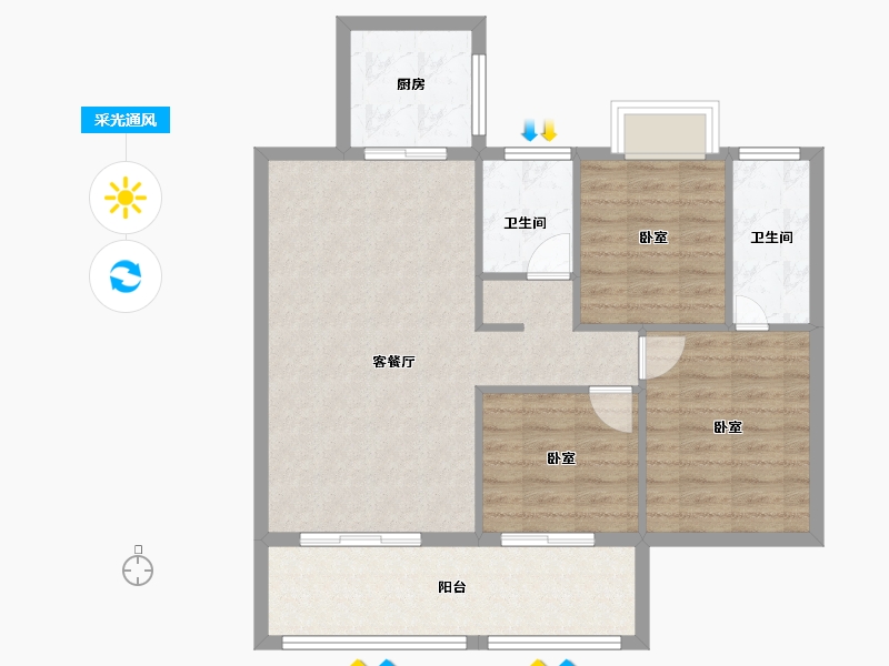 湖北省-孝感市-东方·状元成-83.06-户型库-采光通风