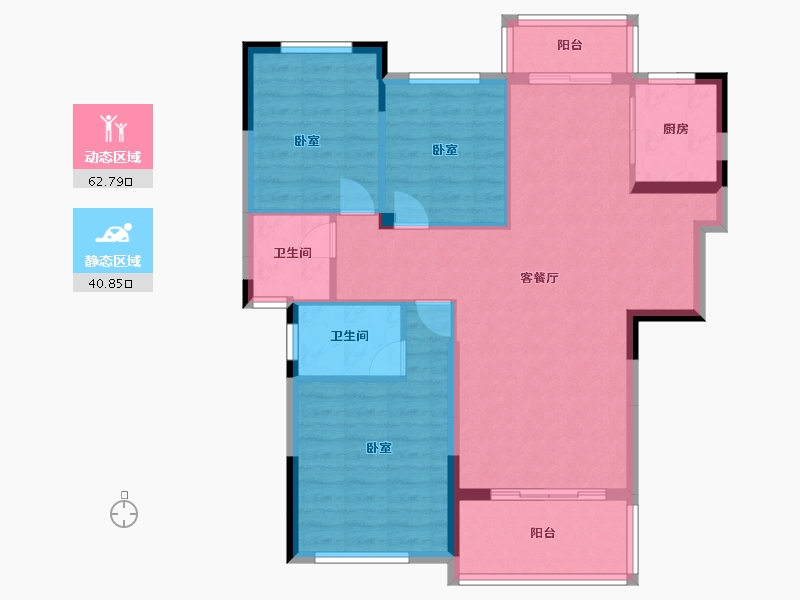 湖北省-宜昌市-康瑞·地中海阳光-93.36-户型库-动静分区