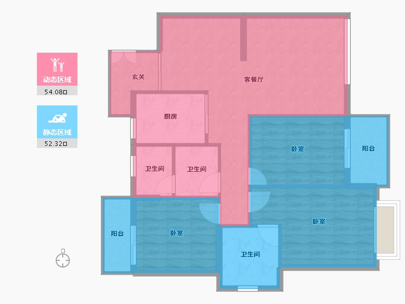 湖北省-黄冈市-卓达天下-96.60-户型库-动静分区