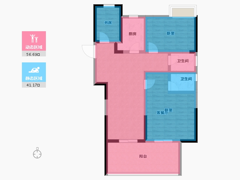 湖北省-咸宁市-中粮祥云地铁小镇-86.51-户型库-动静分区