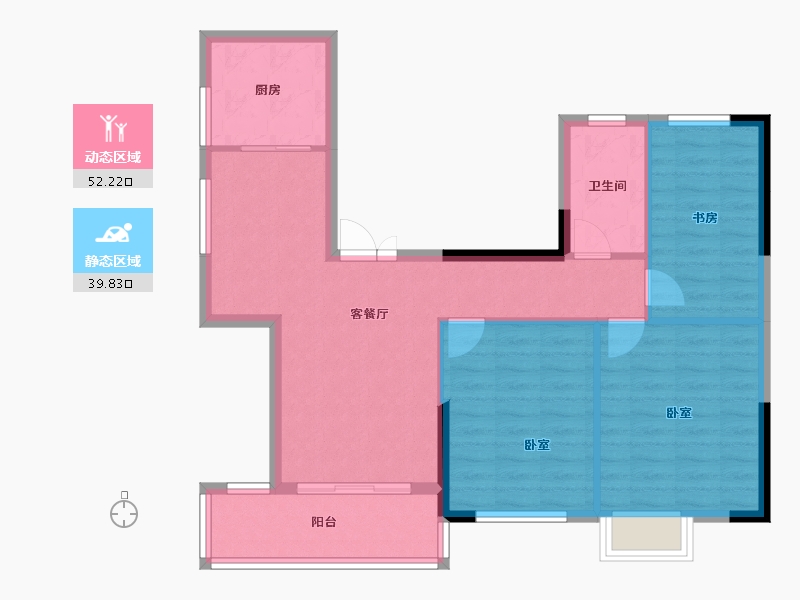 湖北省-咸宁市-二乔·美食文化城-83.06-户型库-动静分区