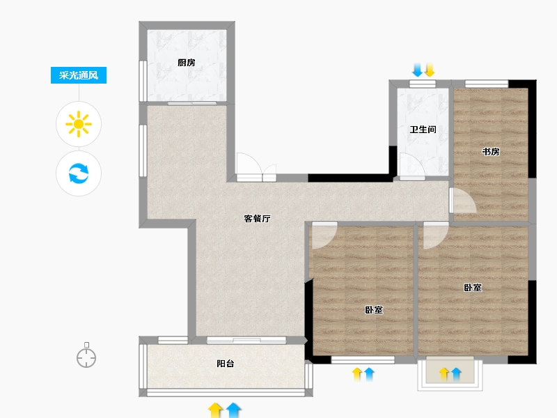 湖北省-咸宁市-二乔·美食文化城-83.06-户型库-采光通风