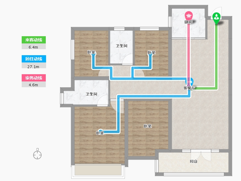 湖北省-咸宁市-当代云府-111.14-户型库-动静线