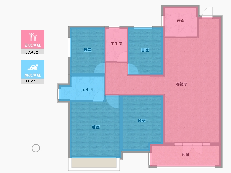 湖北省-咸宁市-当代云府-111.14-户型库-动静分区