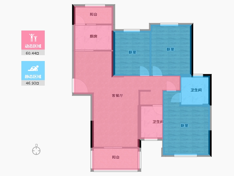 湖北省-黄冈市-翡翠国际-96.86-户型库-动静分区