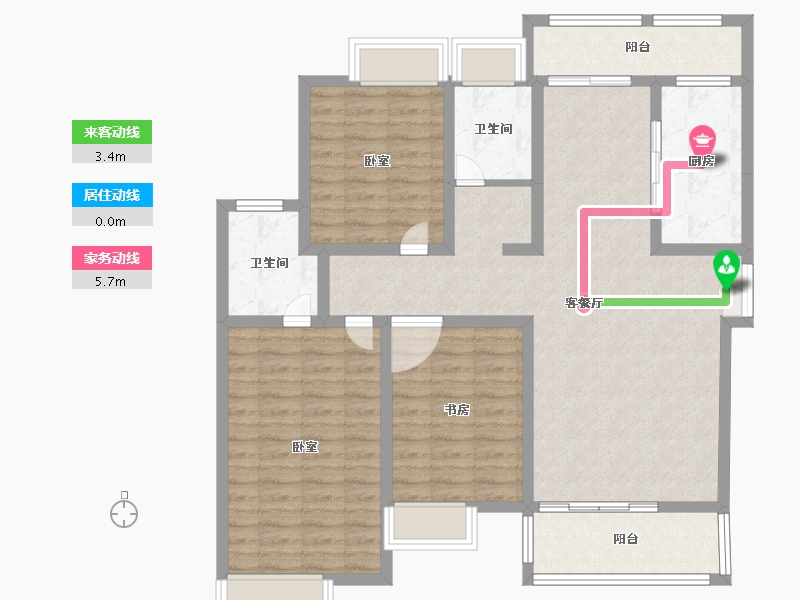 河南省-南阳市-钓鱼台壹号-111.45-户型库-动静线