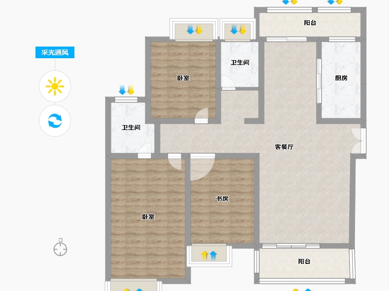 河南省-南阳市-钓鱼台壹号-111.45-户型库-采光通风