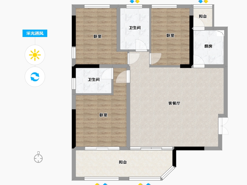 湖北省-十堰市-震洋贵府-106.14-户型库-采光通风