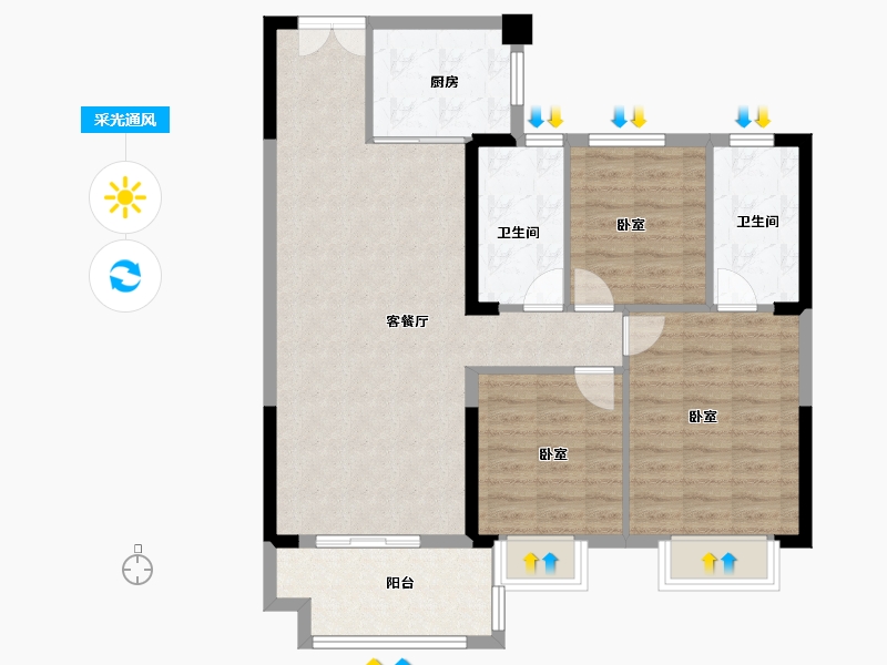 湖北省-黄冈市-蕲春城市花园3期-92.00-户型库-采光通风