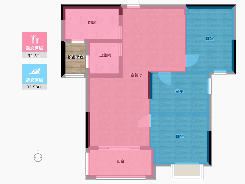 湖北省-黄冈市-翡翠国际-77.23-户型库-动静分区