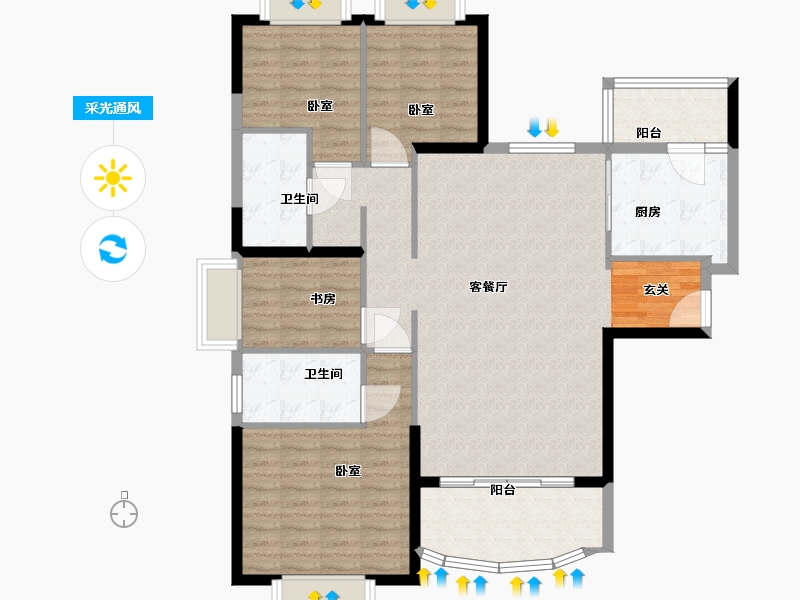 湖南省-岳阳市-恒大溪上桃花源-114.00-户型库-采光通风