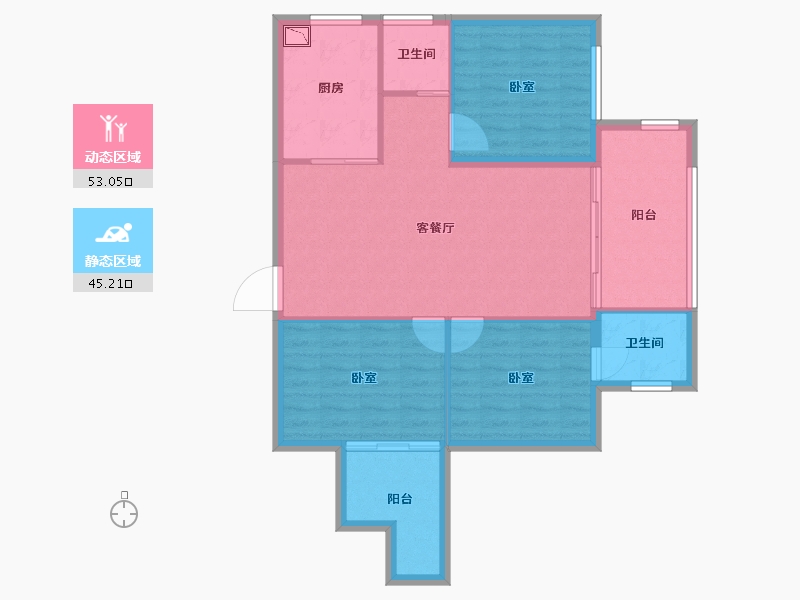 湖北省-十堰市-震洋贵府-89.34-户型库-动静分区