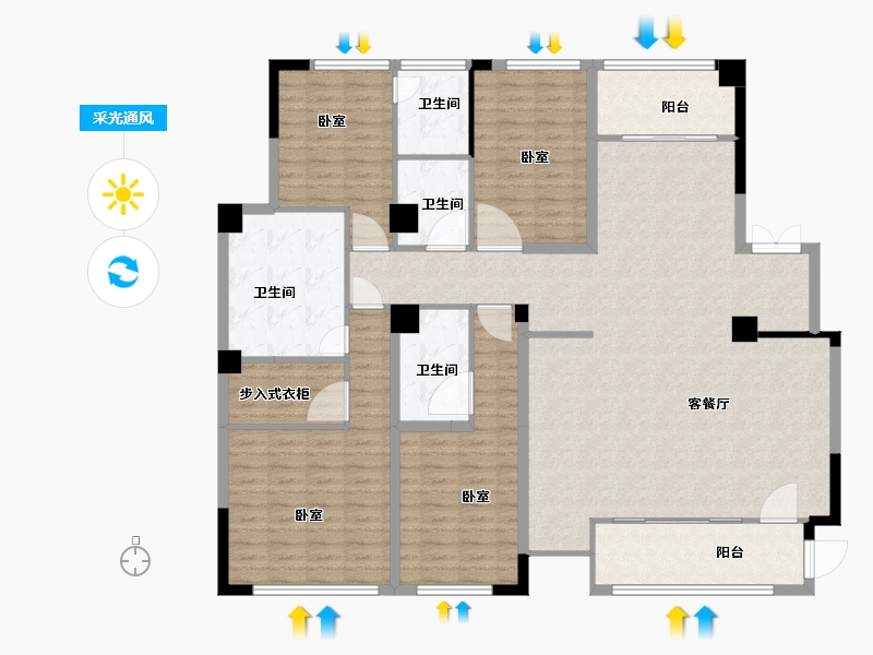 浙江省-宁波市-绿城深蓝公寓-170.00-户型库-采光通风