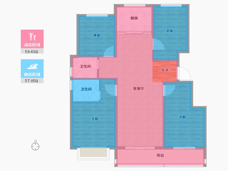 浙江省-金华市-滨江锦绣之城-105.45-户型库-动静分区