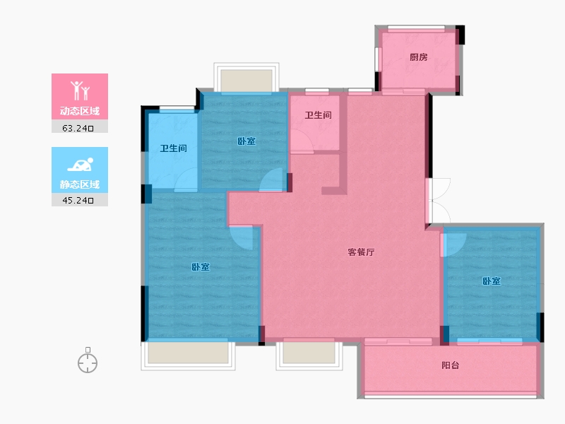 湖北省-襄阳市-东泰湖畔壹号-98.70-户型库-动静分区