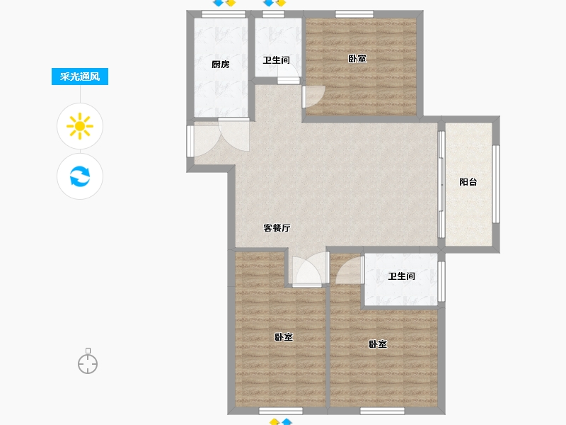 河南省-信阳市-幸福玫瑰园-109.30-户型库-采光通风