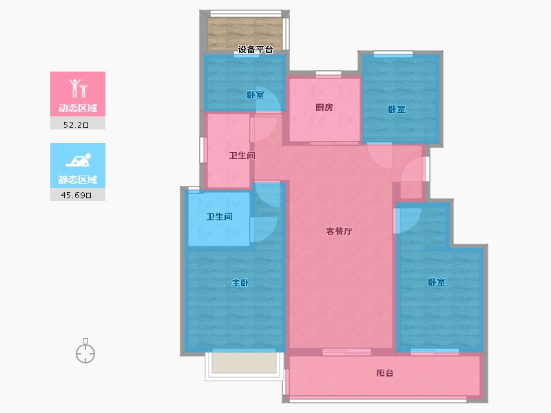 浙江省-宁波市-江望云著里-90.00-户型库-动静分区