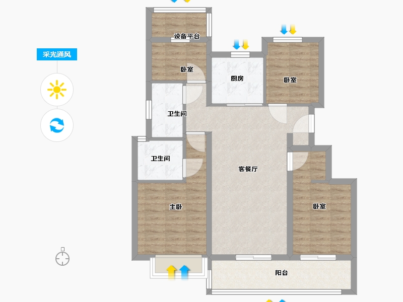 浙江省-宁波市-江望云著里-90.00-户型库-采光通风