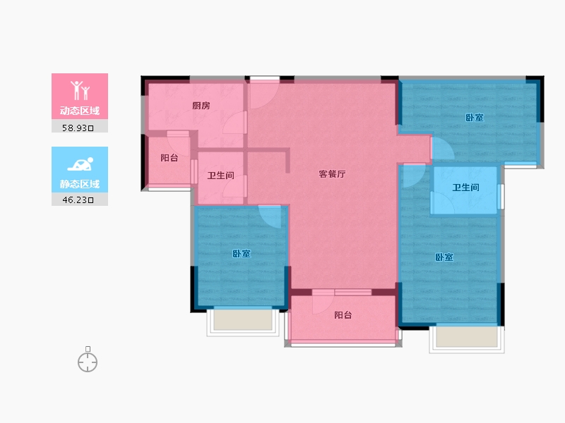 湖北省-咸宁市-香城学府-94.83-户型库-动静分区