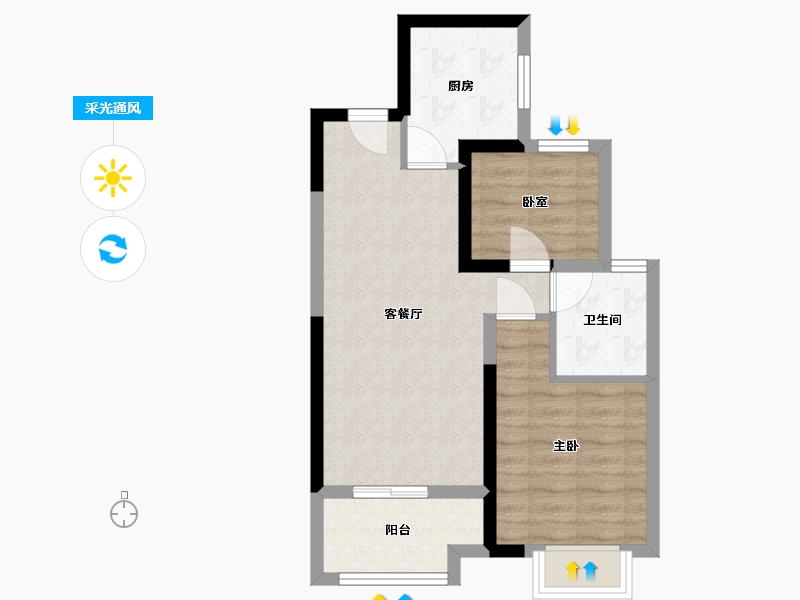 河南省-许昌市-雅居乐翰林雅郡-53.42-户型库-采光通风