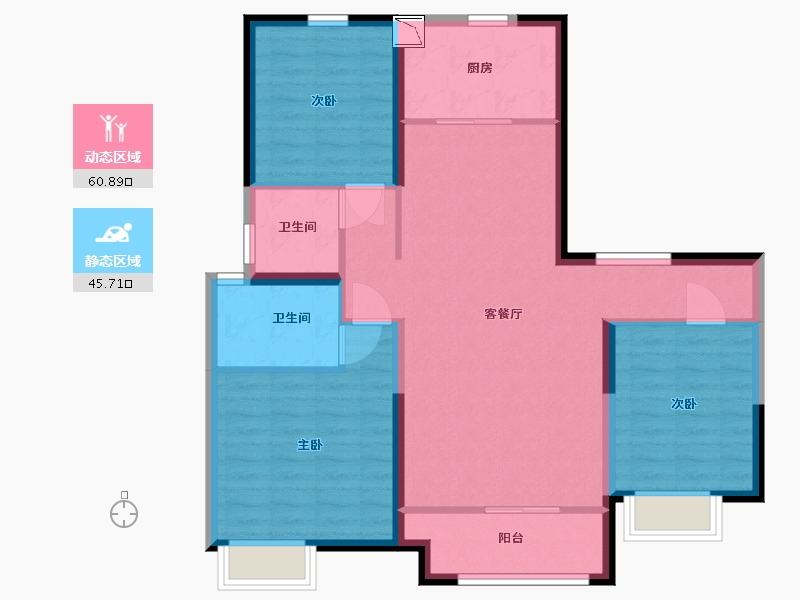 山东省-临沂市-鲁商知春湖-96.00-户型库-动静分区