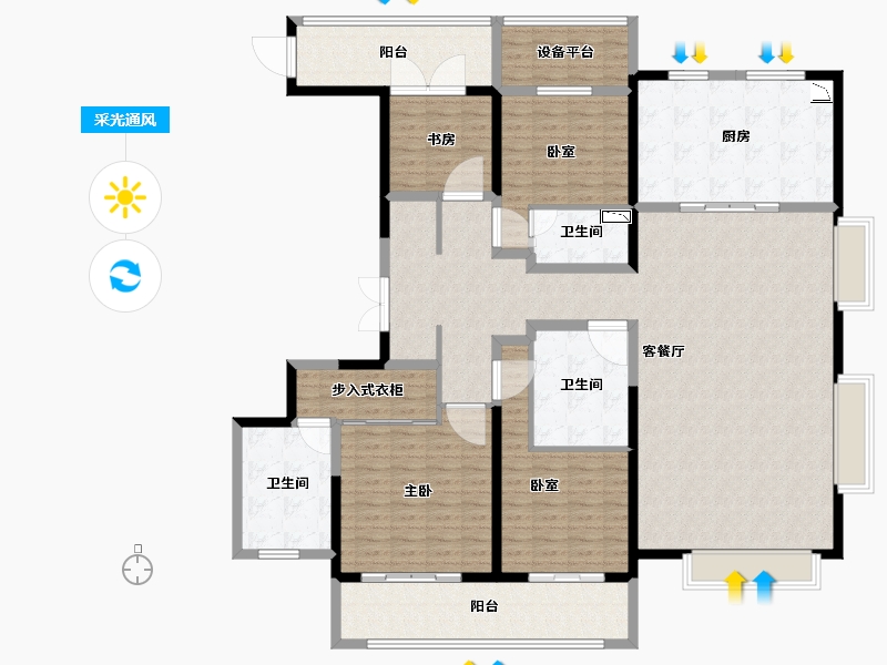 河南省-南阳市-东正·颐和府-187.00-户型库-采光通风