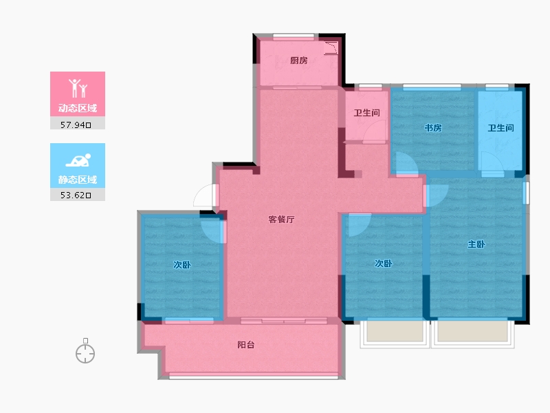 山东省-济南市-海那城洋房世家-99.74-户型库-动静分区