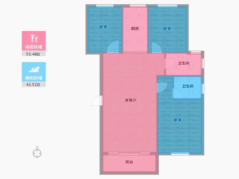 湖北省-黄冈市-城东一号-87.21-户型库-动静分区