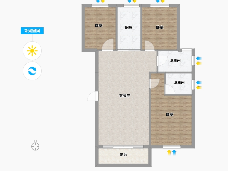 湖北省-黄冈市-城东一号-87.21-户型库-采光通风