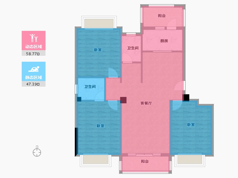 湖北省-黄冈市-翡翠国际-96.51-户型库-动静分区