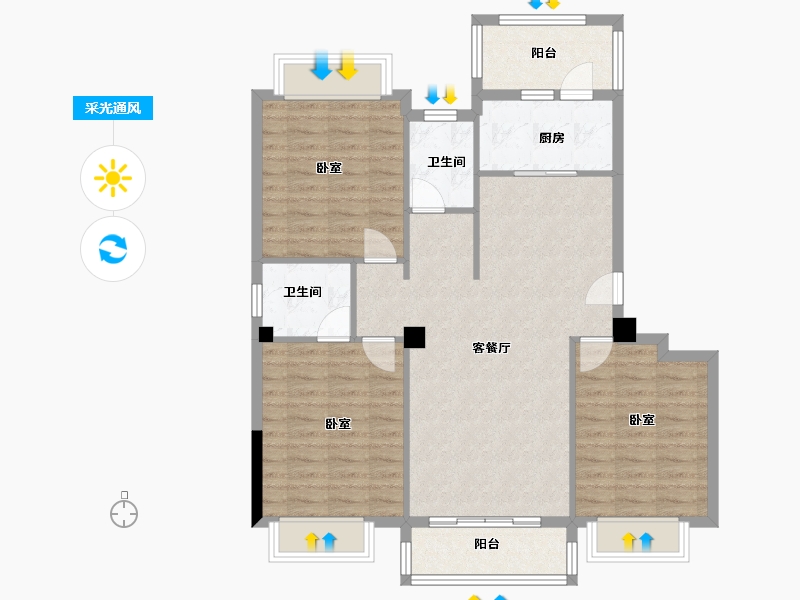 湖北省-黄冈市-翡翠国际-96.51-户型库-采光通风