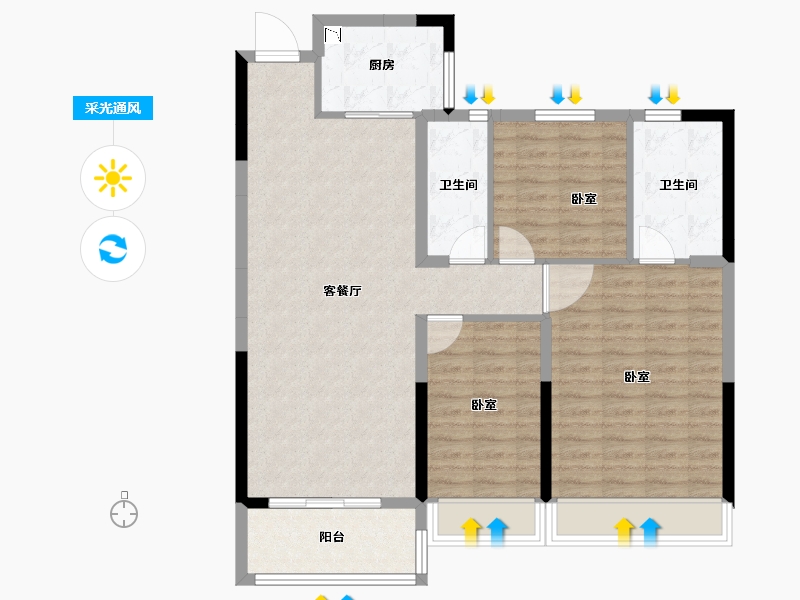 湖北省-咸宁市-当代云府-97.32-户型库-采光通风