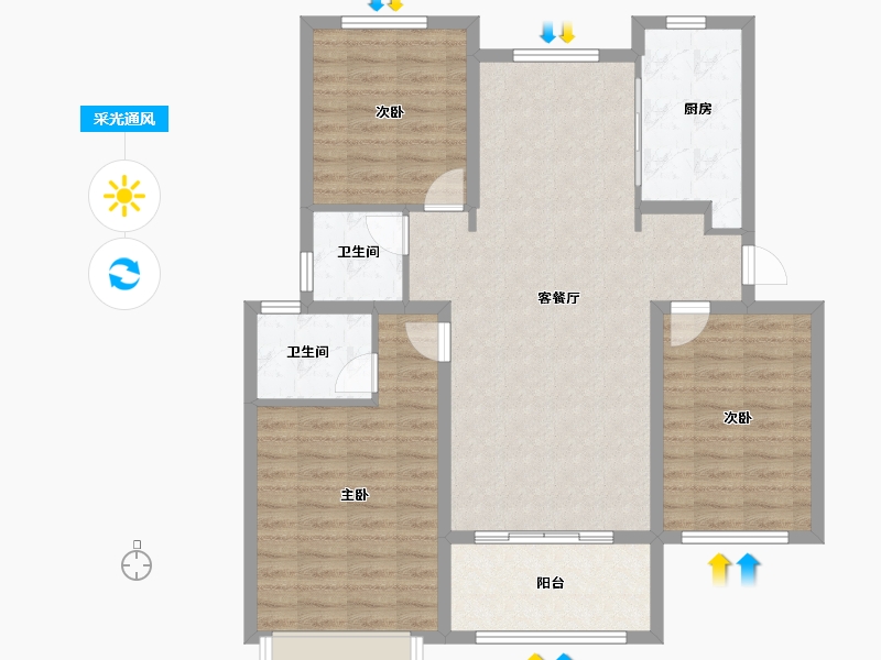 山东省-济南市-祥生西江樾-100.93-户型库-采光通风