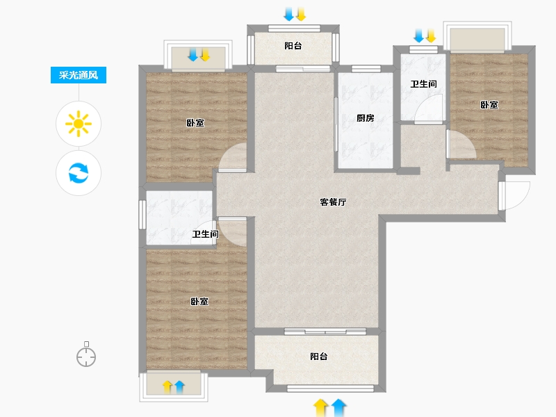 河南省-驻马店市-悦龙台-103.89-户型库-采光通风