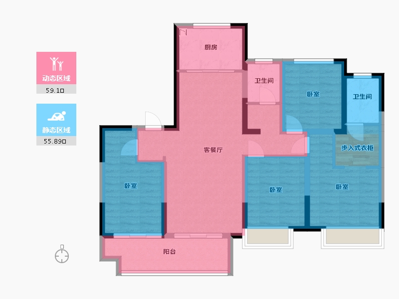 河南省-三门峡市-三门峡鸿润城-102.16-户型库-动静分区