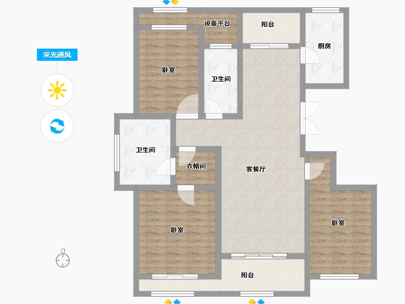 河南省-郑州市-豫发国园-111.30-户型库-采光通风