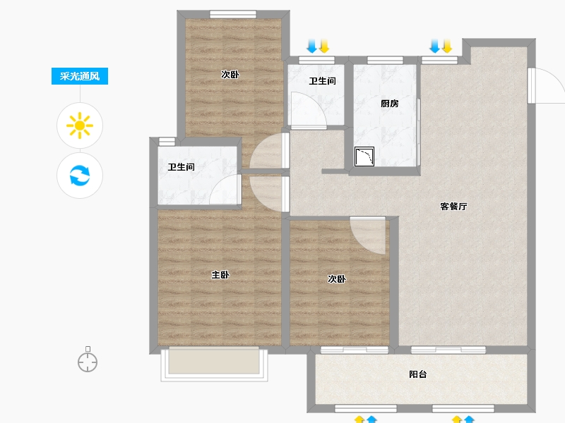 山东省-济南市-新城悦隽-104.00-户型库-采光通风