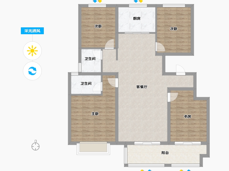 山东省-济南市-祥生西江樾-112.00-户型库-采光通风