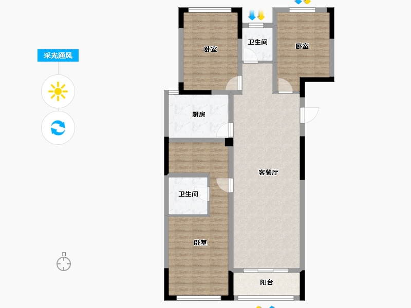 浙江省-金华市-秦王公馆-104.45-户型库-采光通风