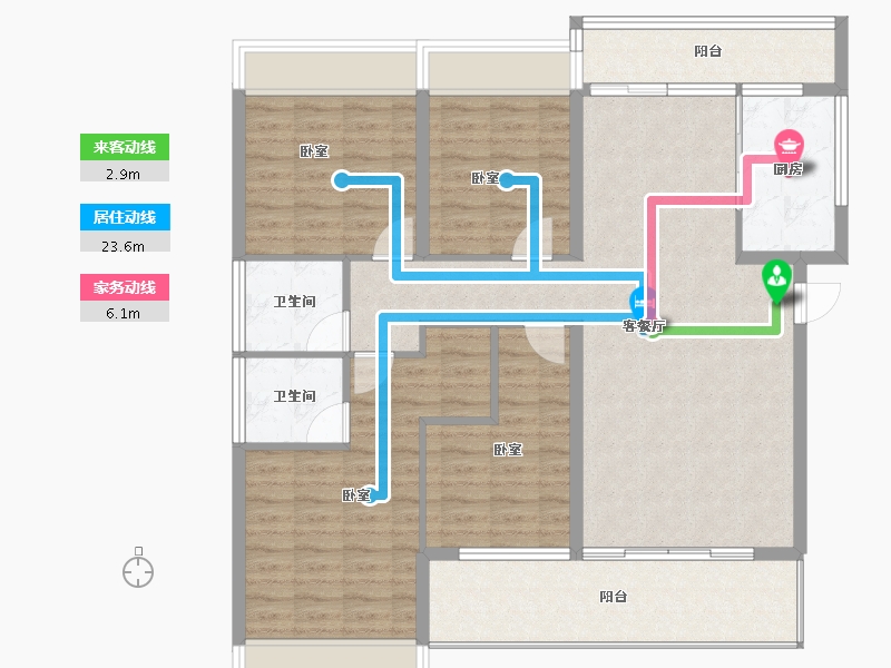 湖北省-黄冈市-威尼斯得月广场-116.82-户型库-动静线