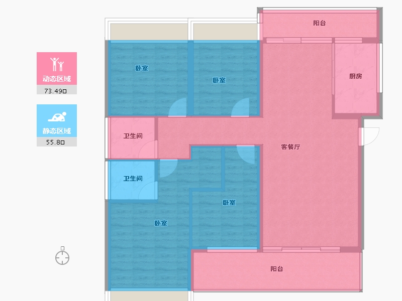 湖北省-黄冈市-威尼斯得月广场-116.82-户型库-动静分区