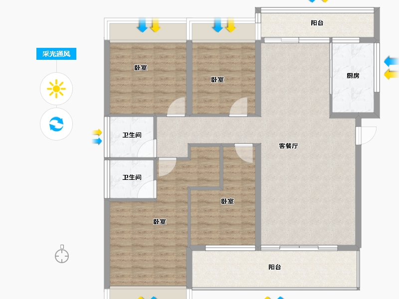 湖北省-黄冈市-威尼斯得月广场-116.82-户型库-采光通风