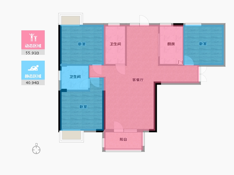 湖北省-武汉市-三和剑桥城-87.11-户型库-动静分区