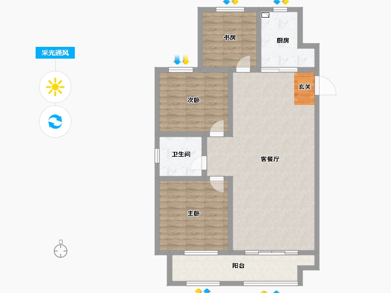 山东省-淄博市-源泰景城锦园-96.00-户型库-采光通风