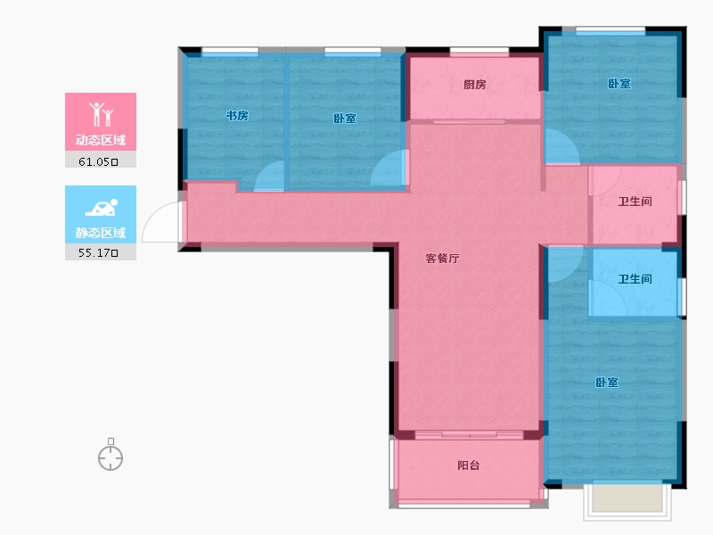 湖北省-咸宁市-香城学府-105.29-户型库-动静分区