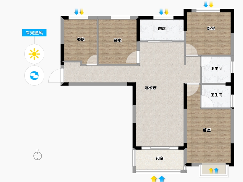 湖北省-咸宁市-香城学府-105.29-户型库-采光通风