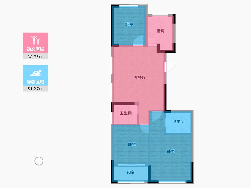 浙江省-金华市-秦王公馆-80.73-户型库-动静分区