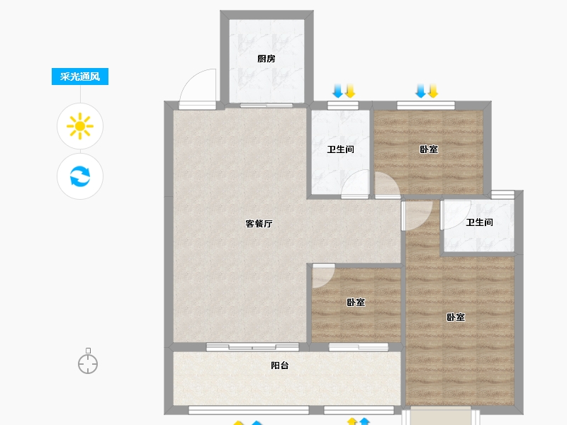 湖北省-孝感市-东方·状元成-83.12-户型库-采光通风